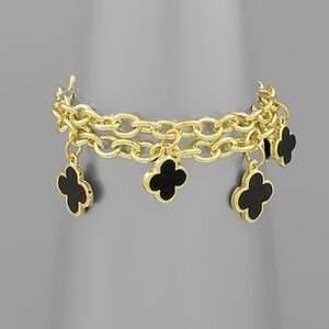 Clover Charm Double Chain Bracelet